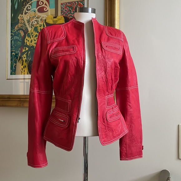 Anne Klein Jackets \u0026 Coats | Vintage Red Leather Jacket | Color: Red | Size: S | Nvmosello's Closet